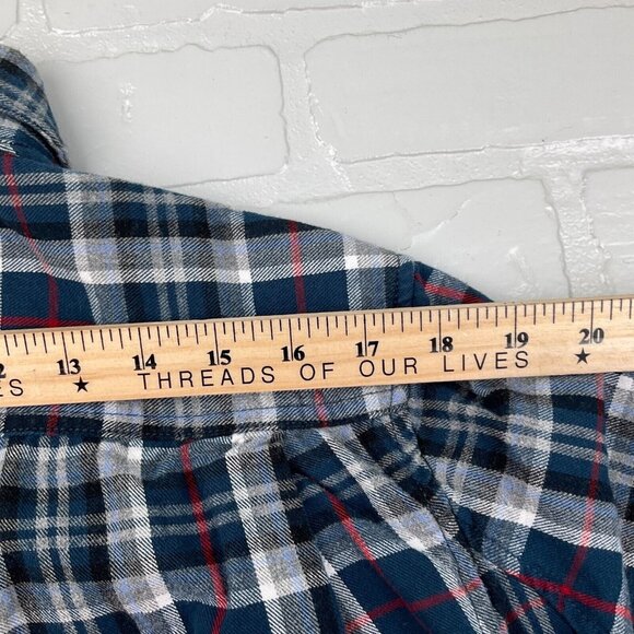Duluth Shirt Men Large Blue Red‎ Black Plaid Flannel Trim Fit Classic Work VTG - Picture 6 of 9